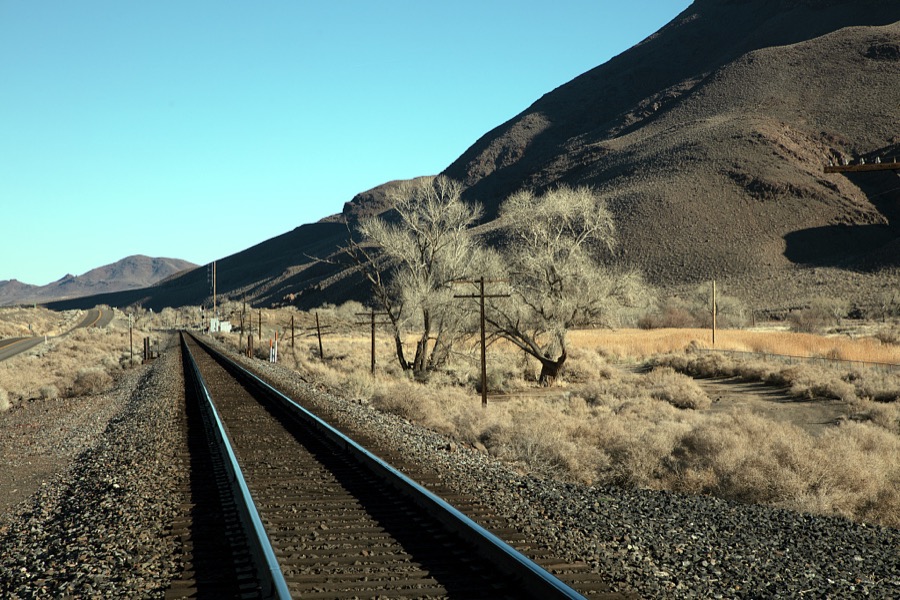 Remote train tracks near the town of Wadsworth in northwest Nevada