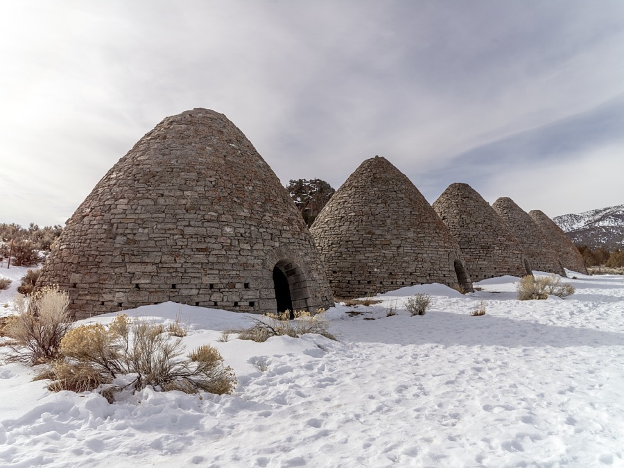 These beehive-shaped structures, part of the Ward Charcoal Ovens State Historic Park near Ely, Nevada, were part of a timber operation that turned wood into charcoal in the late 1800s