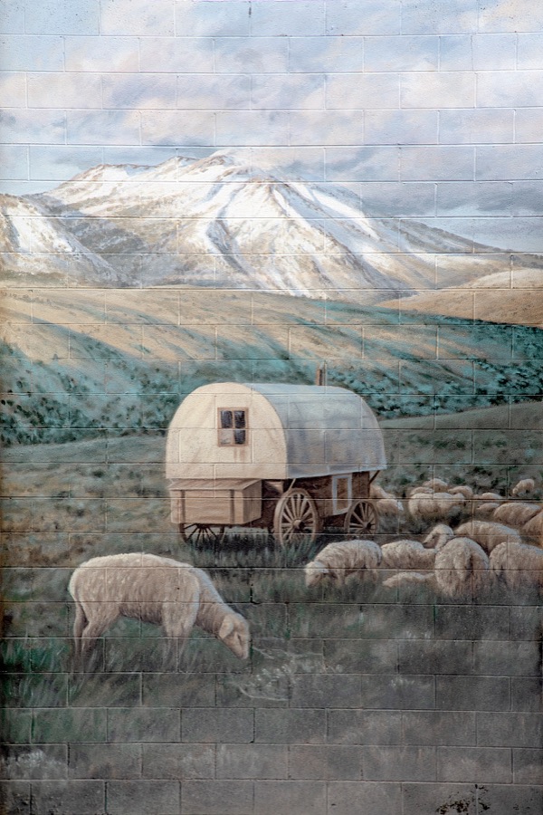 Don and Jared Gray's mural that salutes the lives and work of Basque sheepherders who helped settle Ely, a remote Nevada mountain town that was once a stagecoach stop and Pony Express station near the Utah border