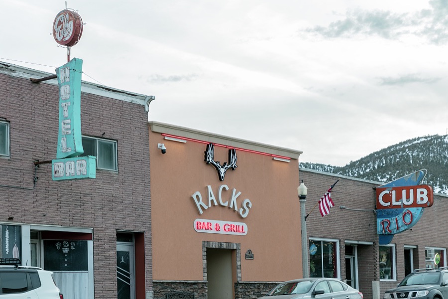 Portion of a downtown block in Ely, a remote Nevada mountain town that was once a stagecoach stop and Pony Express station near the Utah border