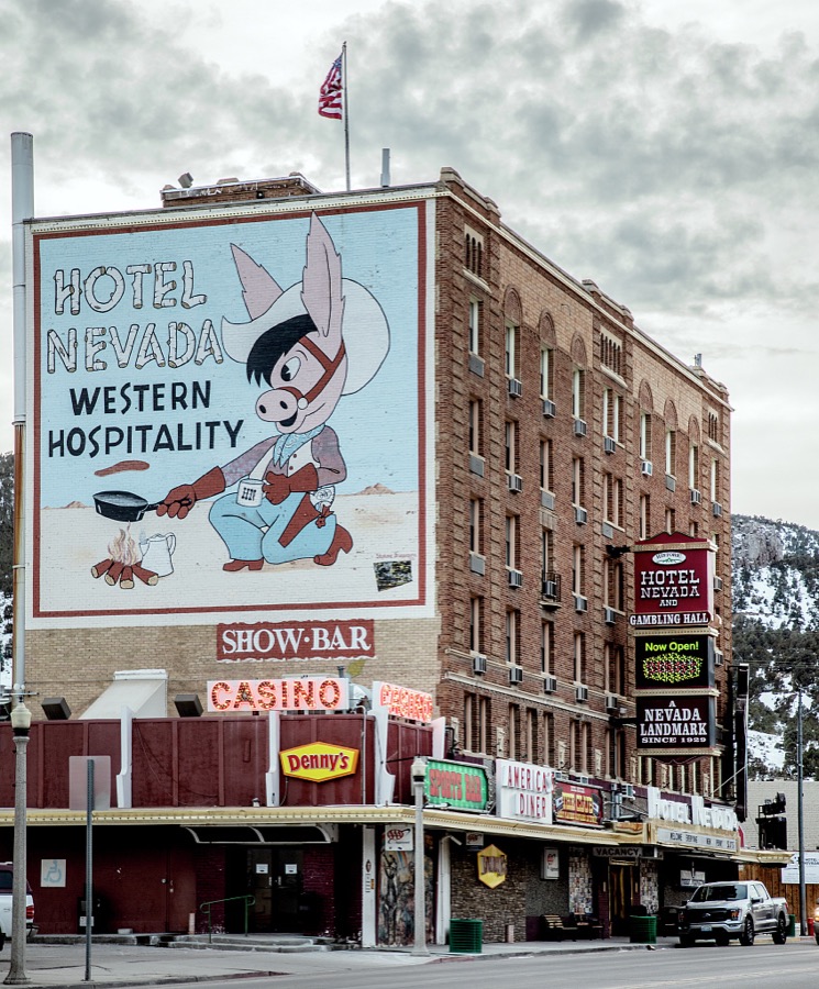 The Hotel Nevada in Ely, a remote Nevada mountain town that was once a stagecoach stop and Pony Express station near the Utah border