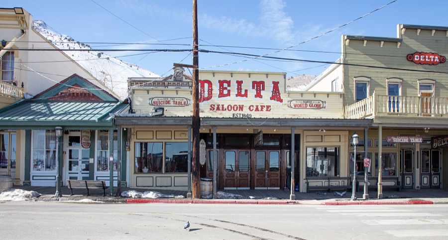 The old Delta Saloon and Cafe, one of the surviving relics of the historic Comstock Mine in remote Virginia City, Nevada