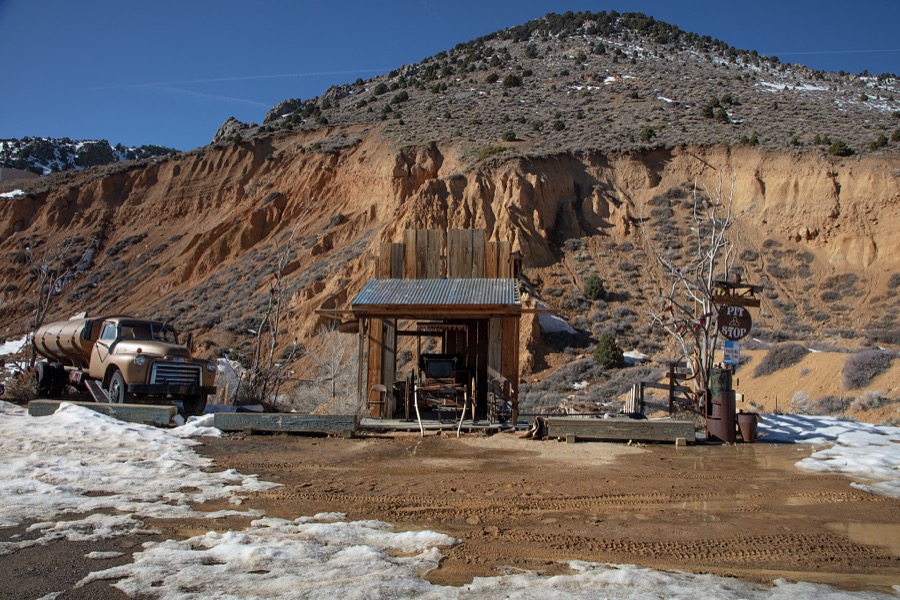 Part of mining engine No. 1, one of the surviving relics of the historic Comstock Mine in remote Virginia City, Nevada