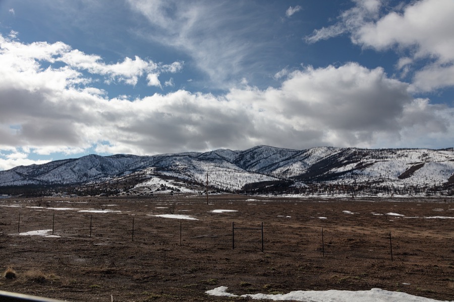 Valley scene near Gardnerville, Nevada, where the Sierra Nevada foothills meet the desolate Nevada desert