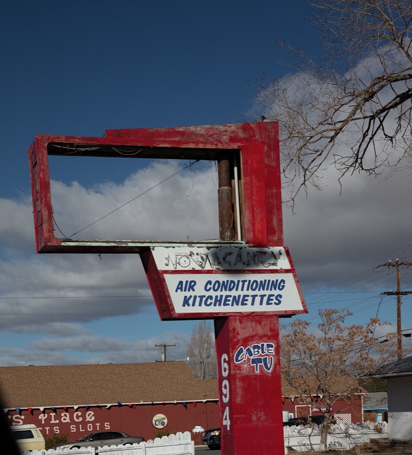Business has long been nonexistent for this abandoned motel in the town of Hawthorne in the remote western Nevada desert