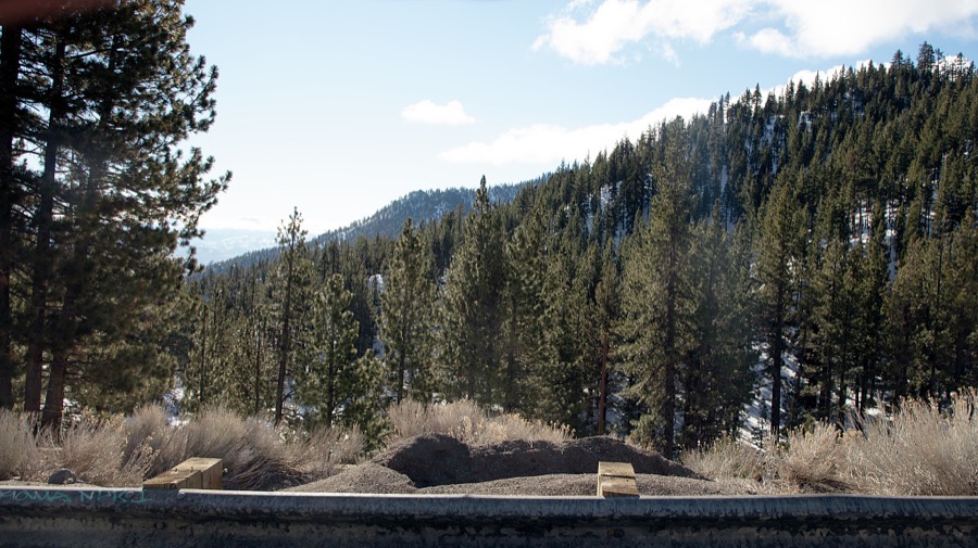 Scene in the Sierra Nevada Mountains, near the Nevada side of Lake Tahoe