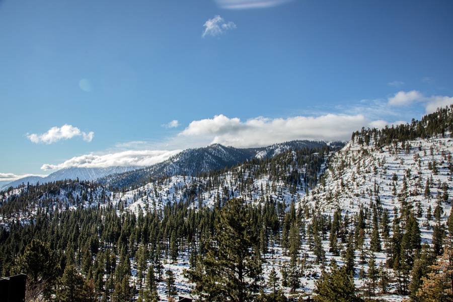 Scene in the Sierra Nevada Mountains, near the Nevada side of Lake Tahoe