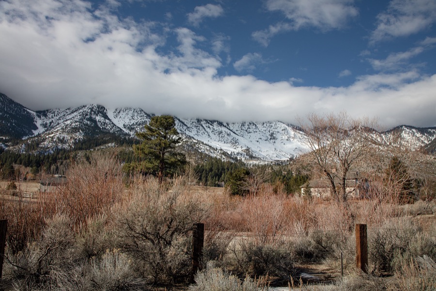 Scene in the Sierra Nevada Mountains, near the Nevada side of Lake Tahoe