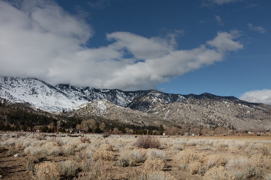 Scene in the Sierra Nevada Mountains, near the Nevada side of Lake Tahoe
