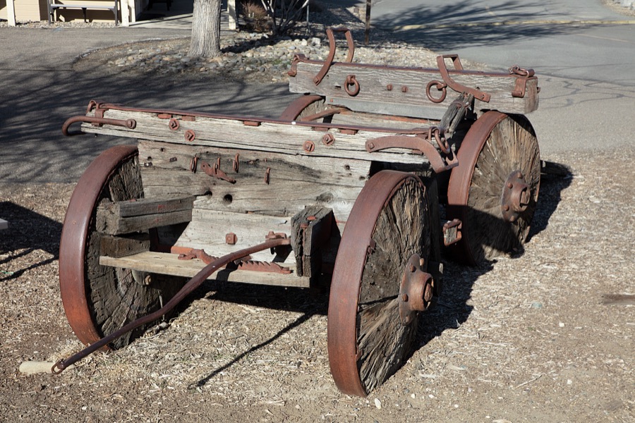 Remnants of an old baggage wagon at the Nevada State Railroad Museum in Carson City, the small capital city (55,000 population as of 2020) of the western state of Nevada