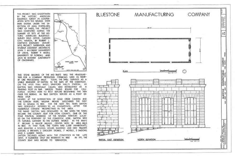 Bluestone Manufacturing Company, Main Street & Shady Avenue, Dayton, Lyon County, NV