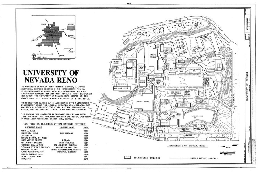 University of Nevada (Site Plan), Evans, Virginia & Ninth Street, Reno, Washoe County, NV
