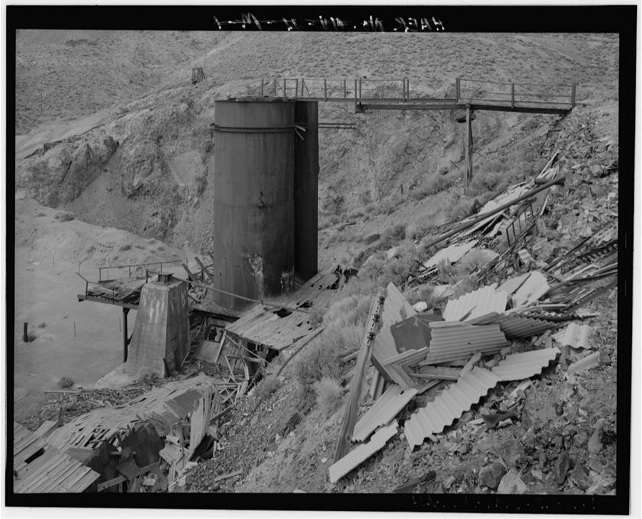 Copper Canyon Camp of the International Smelting & Refining Company, Base for Headframe & Storage Tank, Copper Canyon, Battle Mountain, Lander County, NV