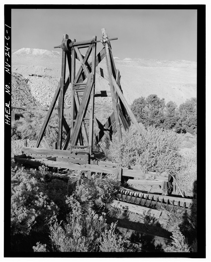 Juniata Mill Complex, Saw Frame, 22.5 miles Southwest of Hawthorne, between Aurora Crater & Aurora Peak, Hawthorne, Mineral County, NV