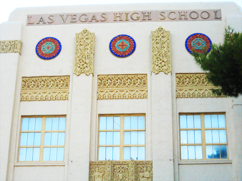 Photograph of Las Vegas High School Academic Building and Gymnasium