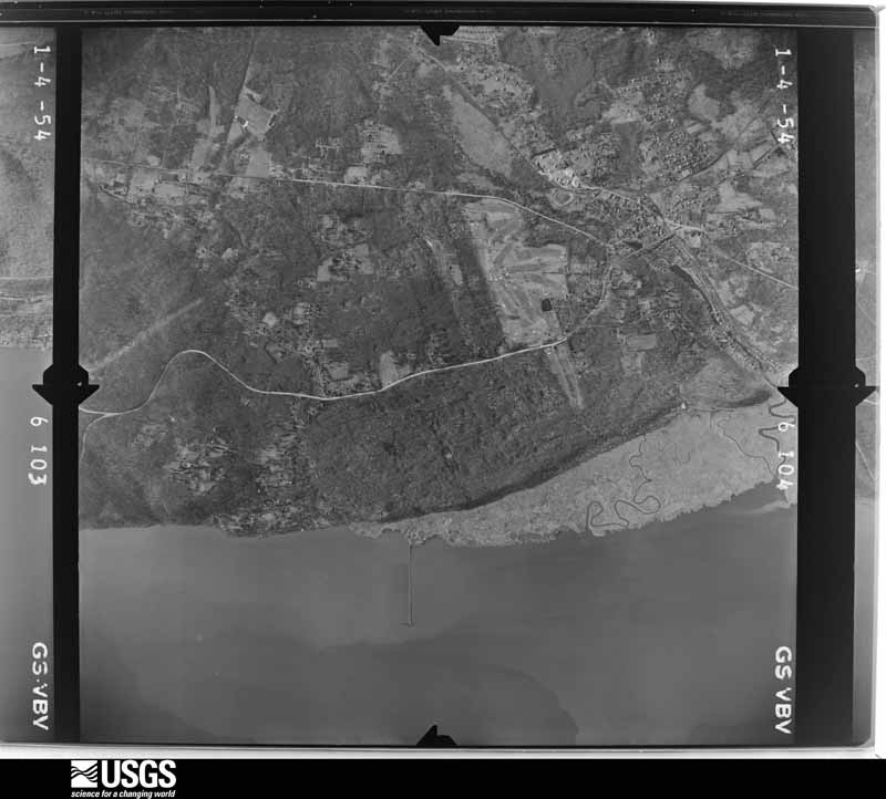 U.S. Geological Survey aerial photograph, 1954-01-04, scale 1:20000
