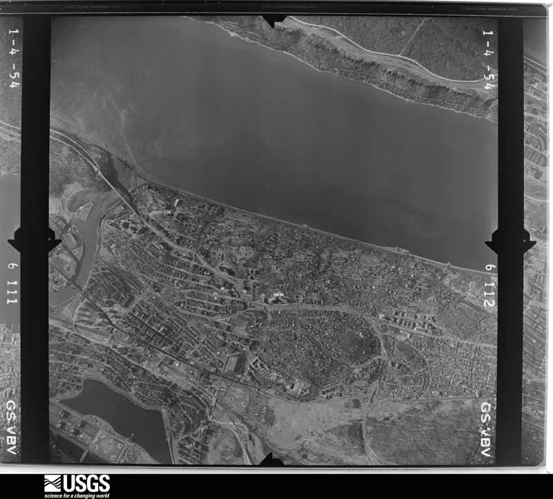 U.S. Geological Survey aerial photograph, 1954-01-04, scale 1:20000