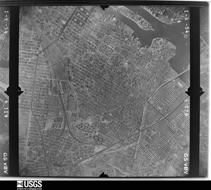 U.S. Geological Survey aerial photograph, 1954-01-04, scale 1:20000
