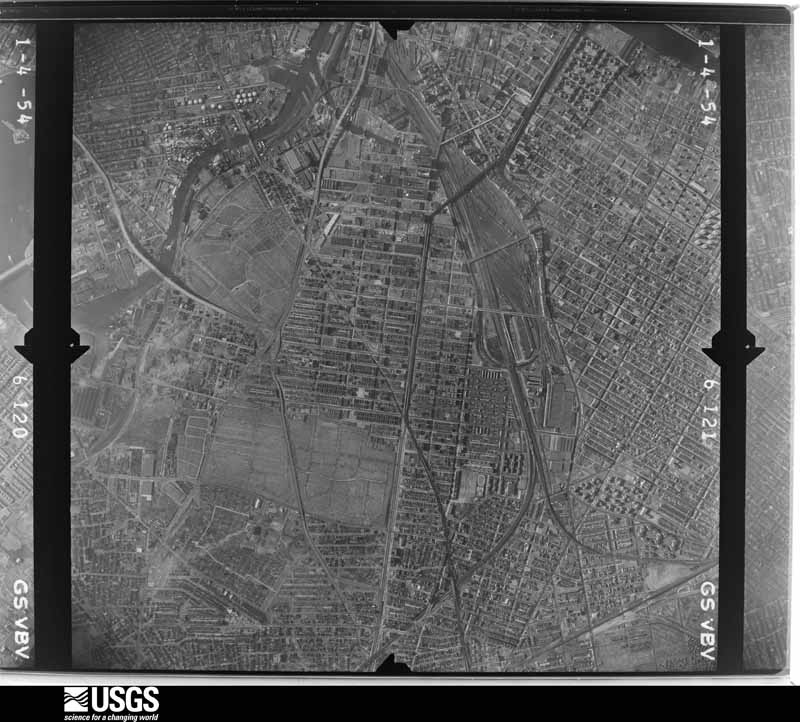 U.S. Geological Survey aerial photograph, 1954-01-04, scale 1:20000