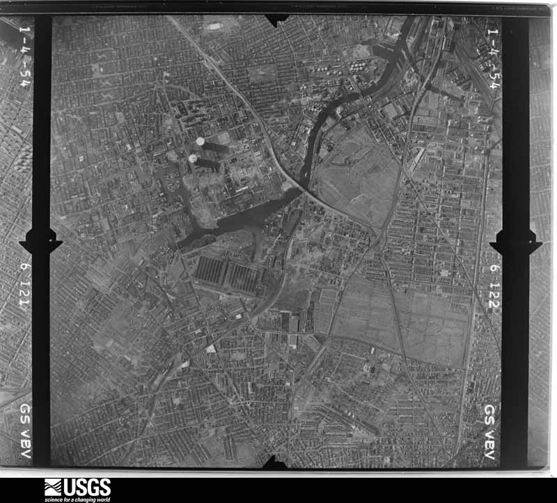 U.S. Geological Survey aerial photograph, 1954-01-04, scale 1:20000