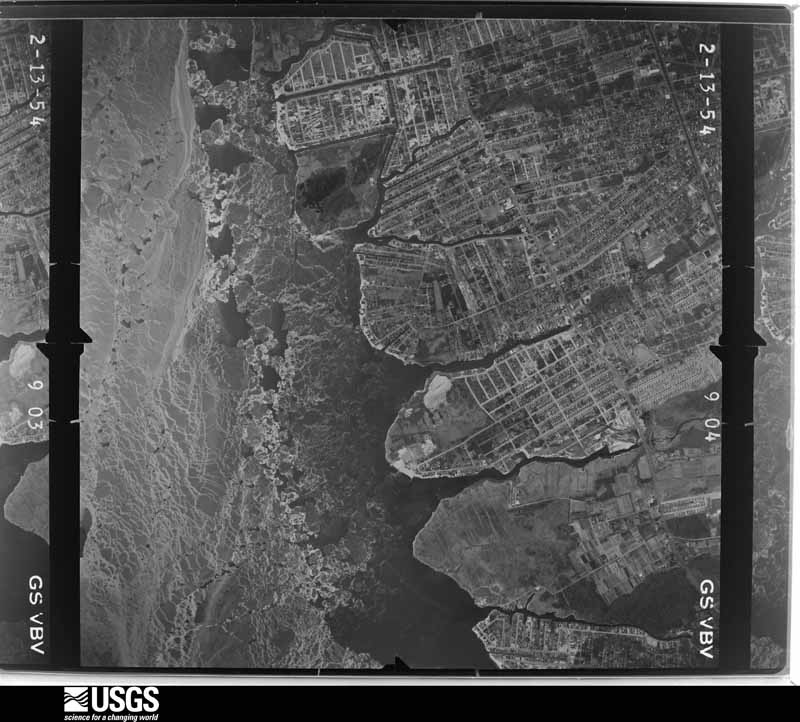 U.S. Geological Survey aerial photograph, 1954-02-13, scale 1:20000