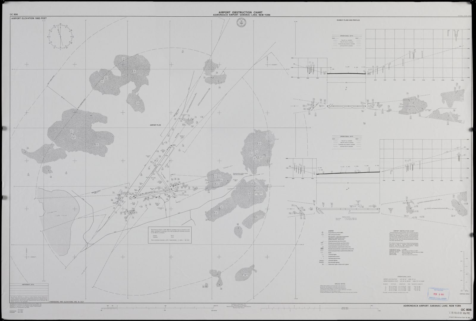 Airport obstruction chart, OC 806, Adirondack Airport, Saranac Lake, New York, Boston Public Library - undated