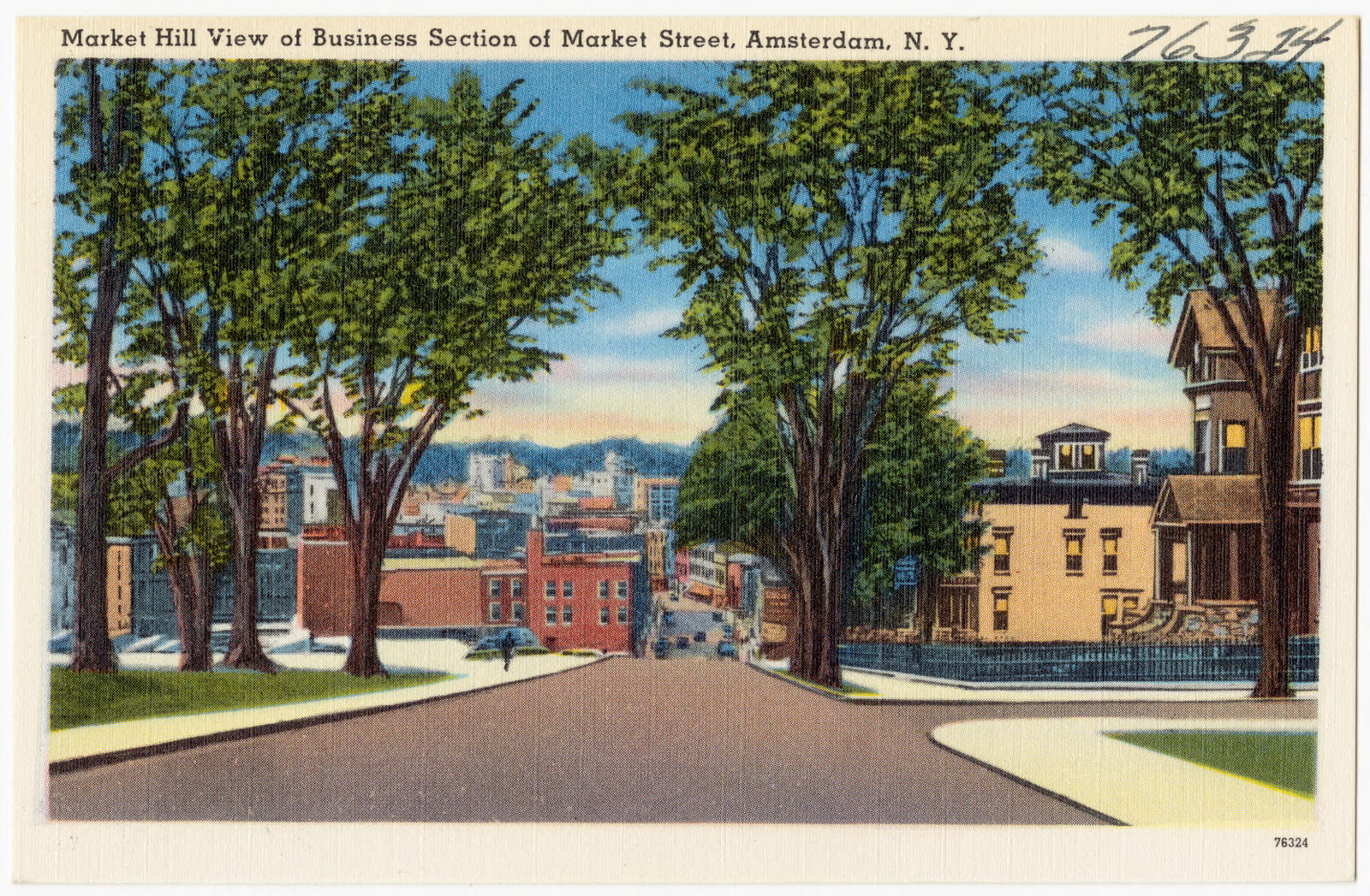 Market Hill view of business section of Market Street, Amsterdam, N. Y., Boston Public Library - undated