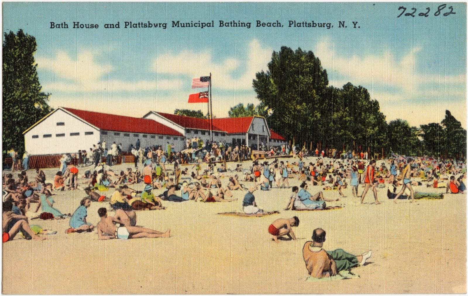 Bath house and Plattsburg Municipal Bathing Beach, Plattsburg, N. Y., Boston Public Library - undated