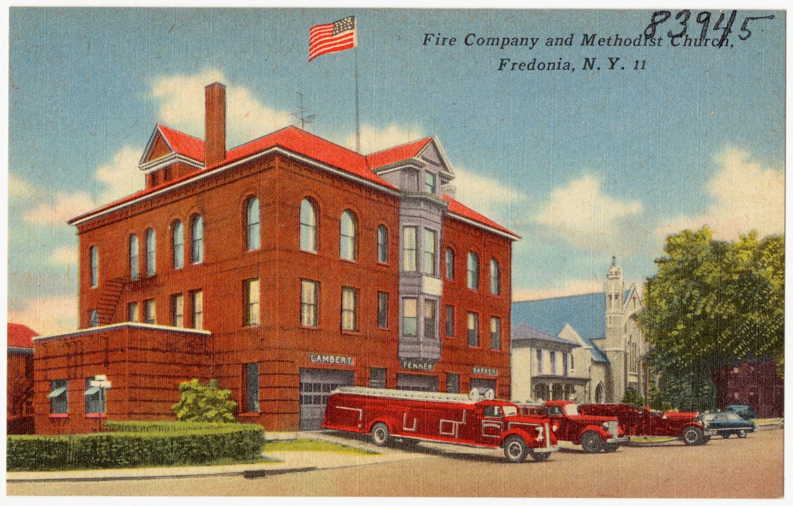 Fire company and Methodist Church, Fredonia, N. Y., Boston Public Library - undated