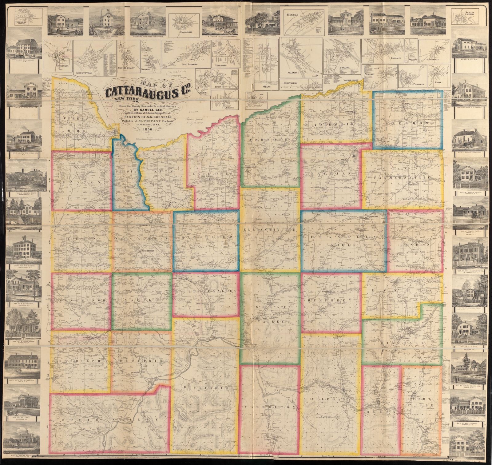 Map of Cattaraugus Co., New York from the county records & actual surveys, Boston Public Library - undated