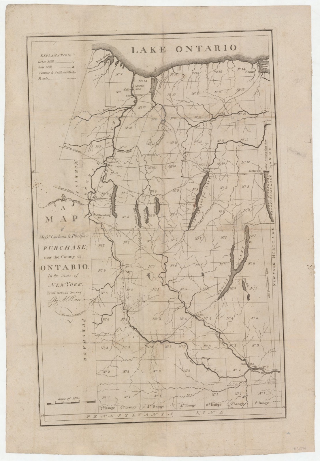A map of Messrs: Gorham & Phelps's purchase; now the county of Ontario in the state of New York, MacLean Collection Map Library - undated
