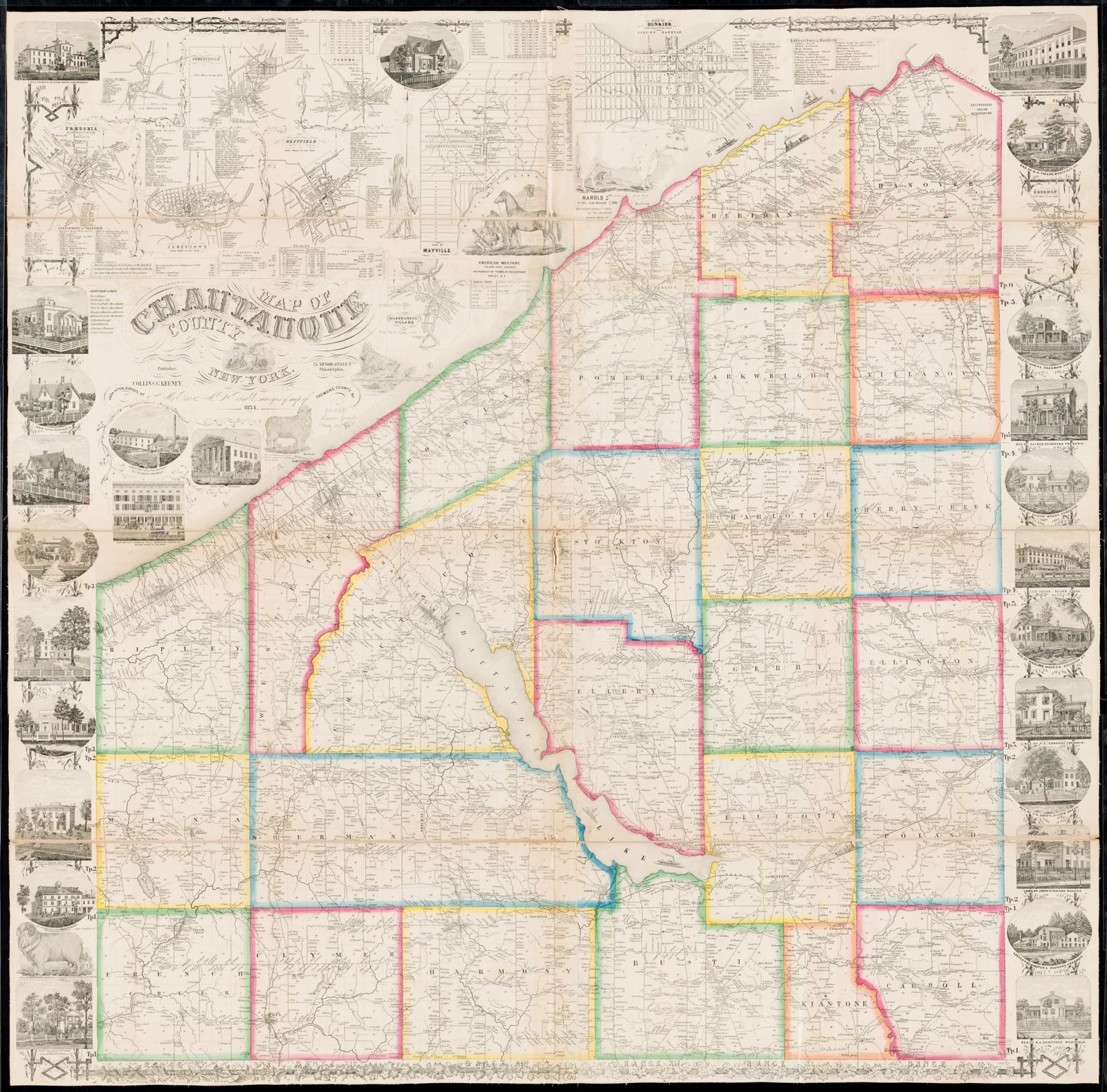 Map of Chautauque County, New York from actual surveys, Boston Public Library - undated