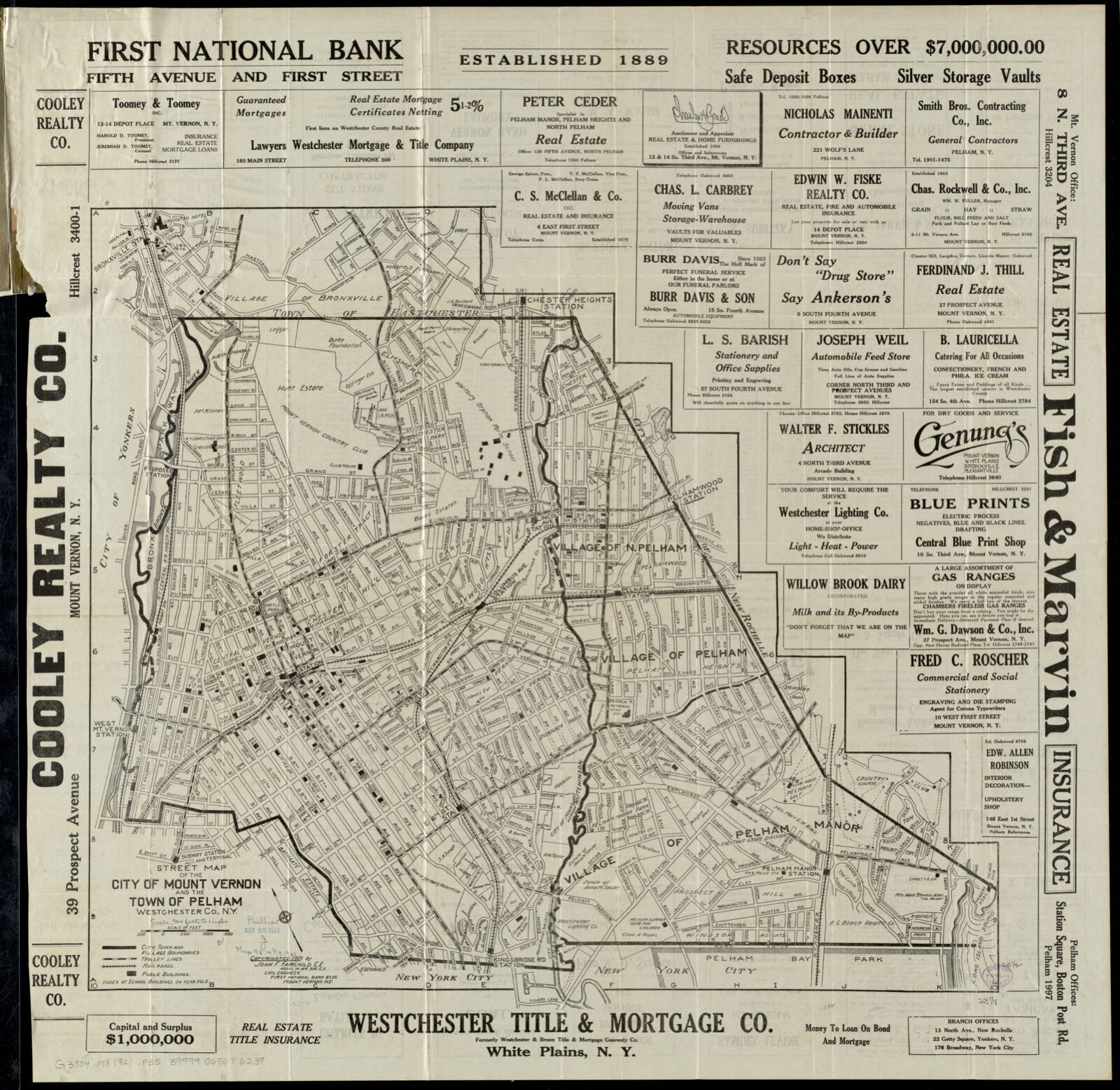 Street map of the city of Mount Vernon and the town of Pelham, Westchester County, N.Y, Boston Public Library - undated