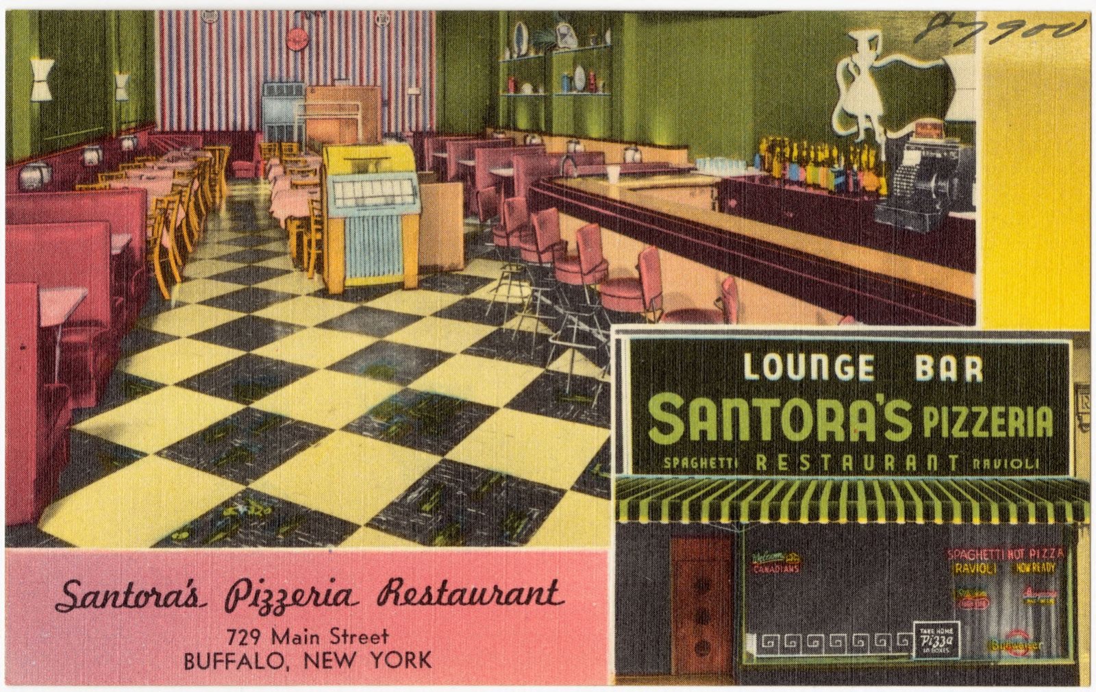 Santora's Pizzeria Restaurant. 729 Main Street, Buffalo, New York, Boston Public Library - undated