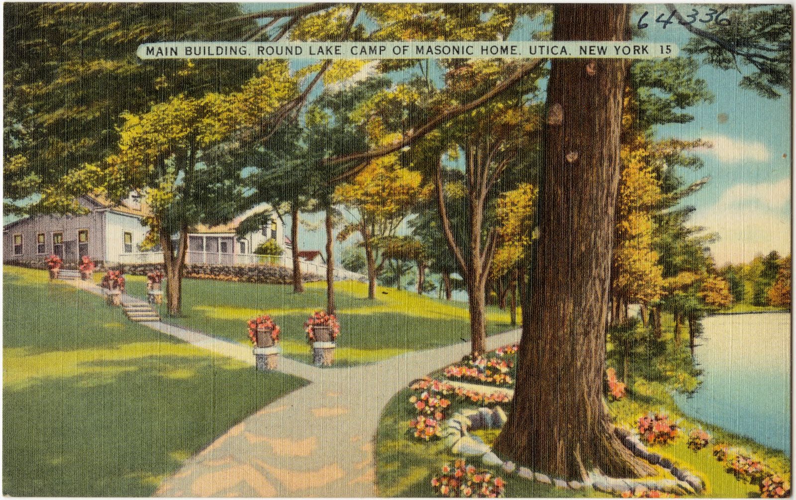 Main building, Round Lake Camp of Masonic Home, Utica, New York, Boston Public Library - undated