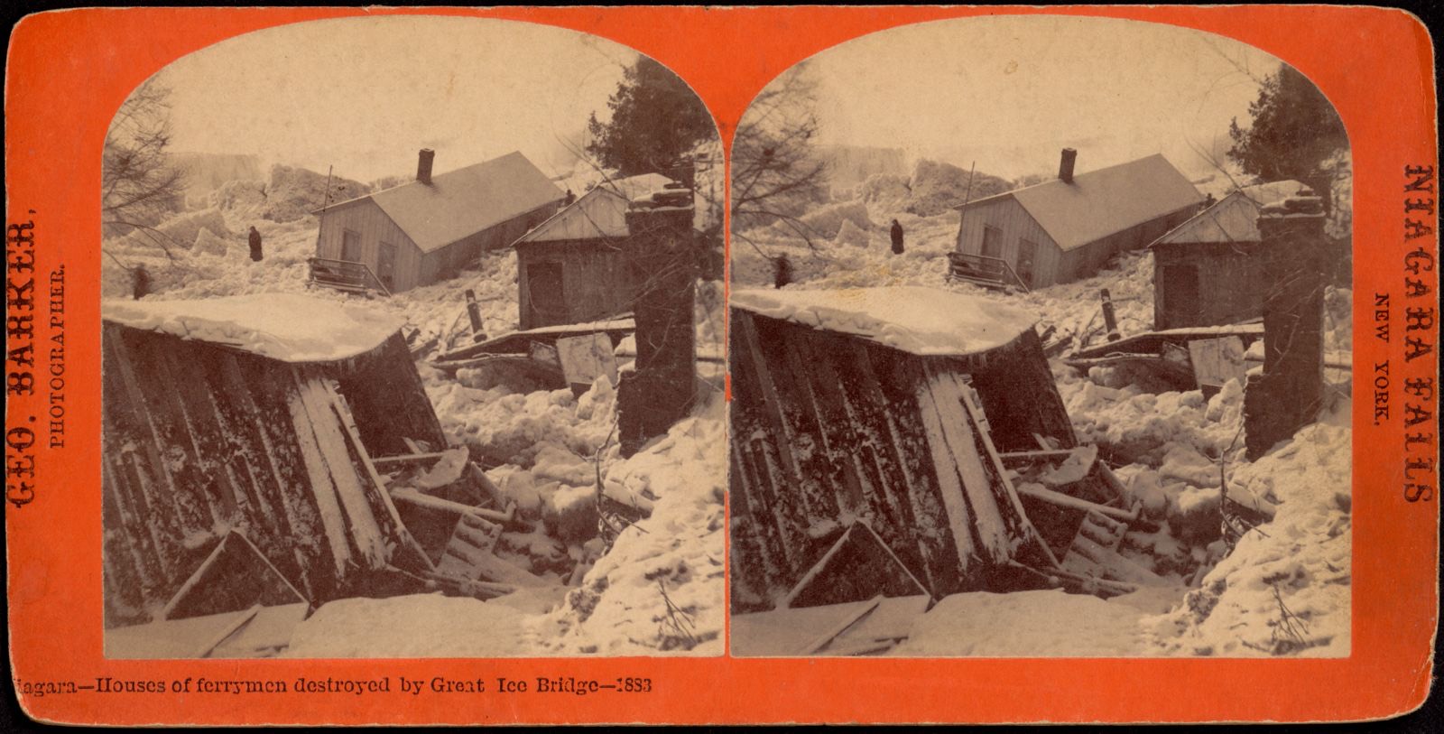 Niagara -- houses of ferrymen destroyed great ice bridge -- 1883, Boston Public Library - undated