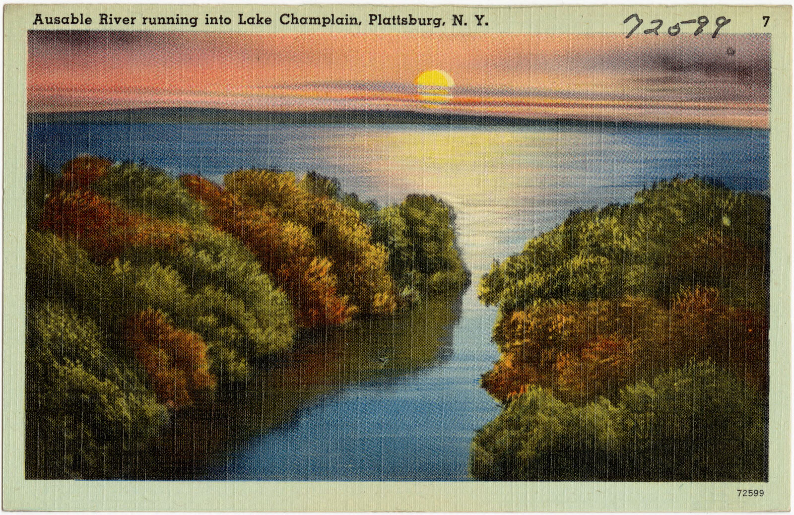 Ausable River running into Lake Champlain, Plattsburg, N. Y., Boston Public Library - undated