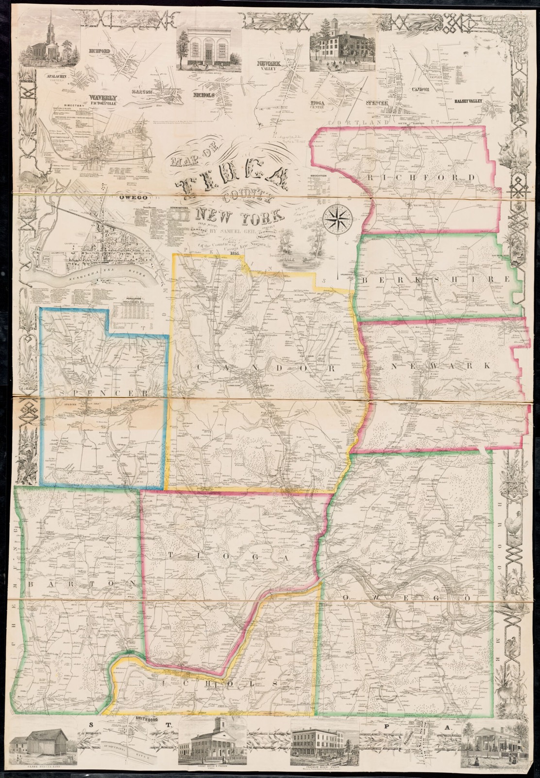 Map of Tioga County, New York from actual surveys, Boston Public Library - undated