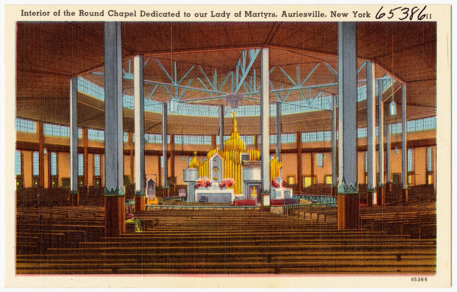 Interior of the Round Chapel dedicated to our Lady of Martyrs, Auriesville, New York., Boston Public Library - undated