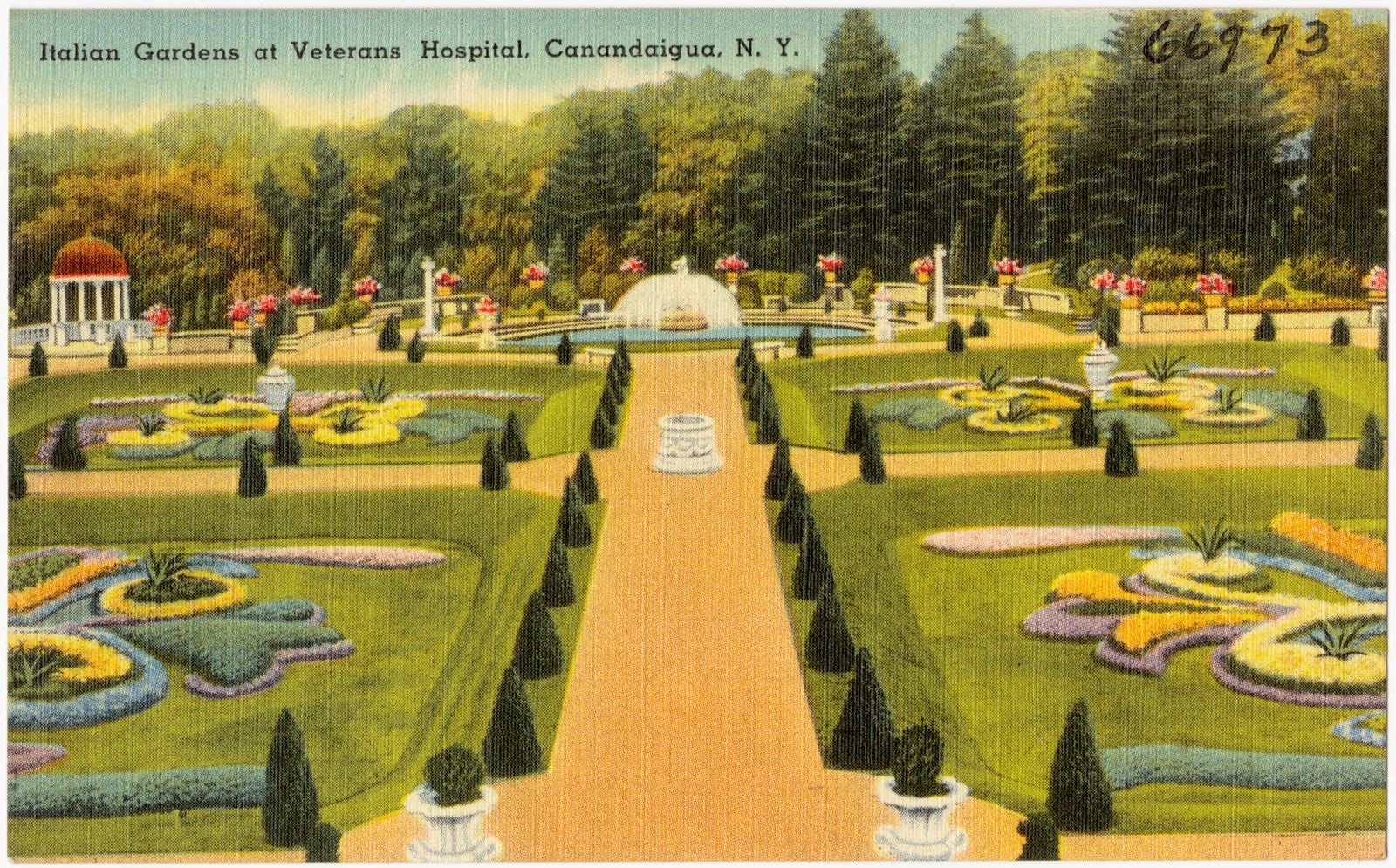 Italian gardens at Veterans Hospital, Canandaigua, N. Y., Boston Public Library - undated