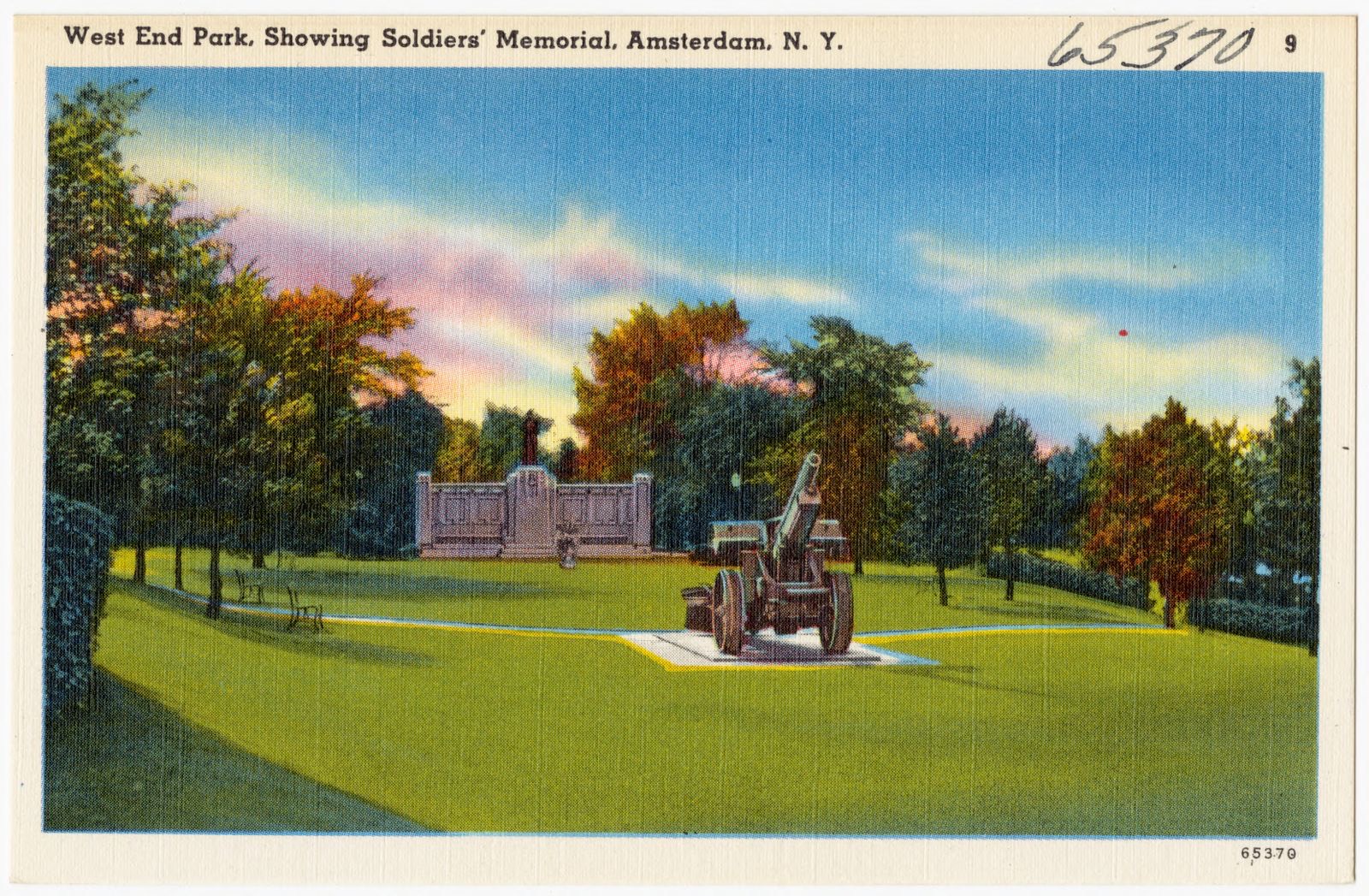 West End Park, showing Soldier's Memorial, Amsterdam, N. Y., Boston Public Library - undated