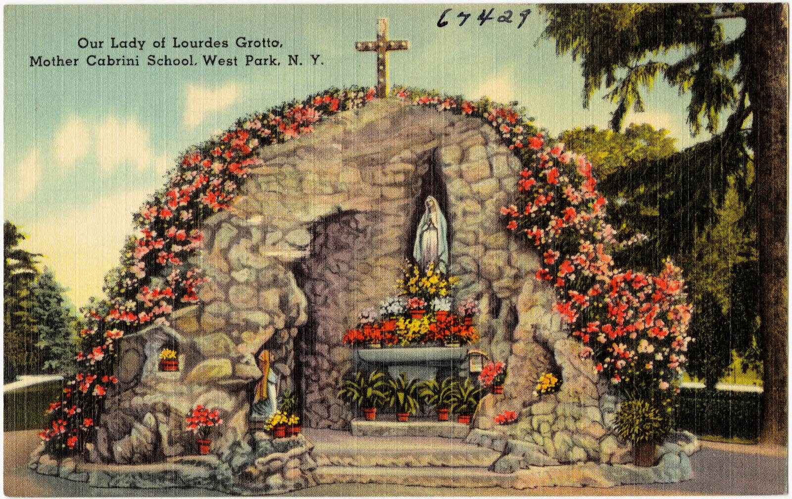 Our Lady of Lourdes Grotto, Mother Cabrini School, West Park, N. Y., Boston Public Library - undated