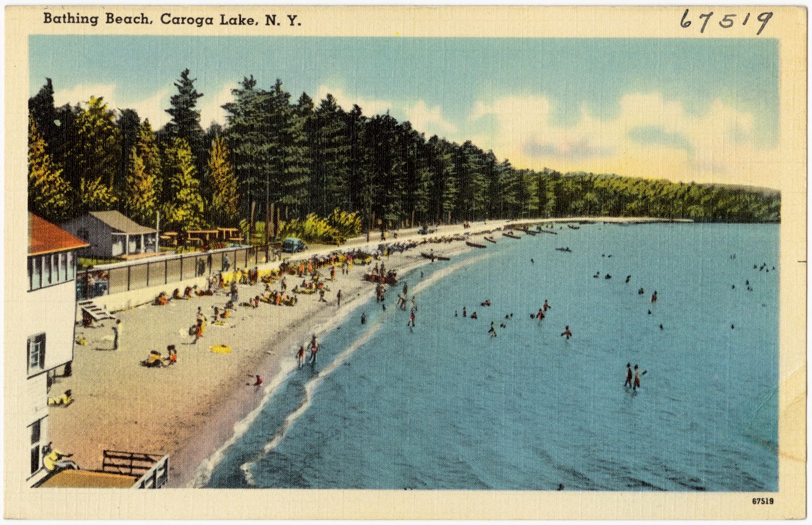 Bathing beach, Caroga Lake, N. Y., Boston Public Library - undated