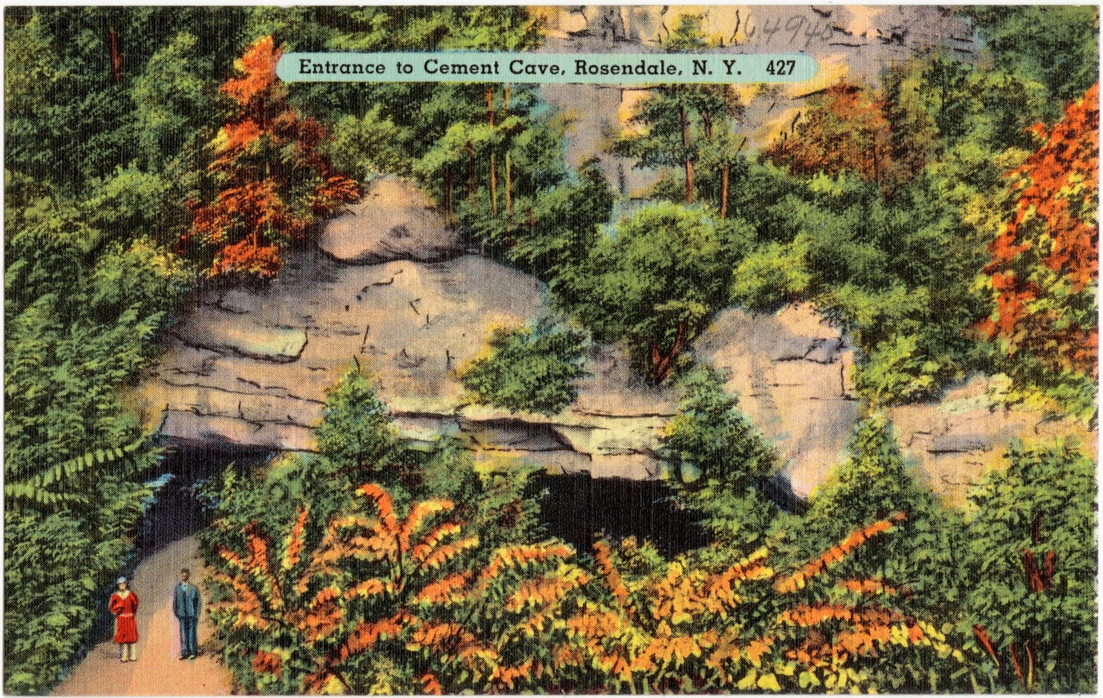 Entrance to Cement Cave, Rosendale, N. Y., Boston Public Library - undated