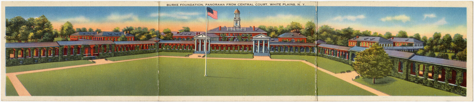 Burke Foundation, panorama from central court, White Plains, N. Y., Boston Public Library - undated