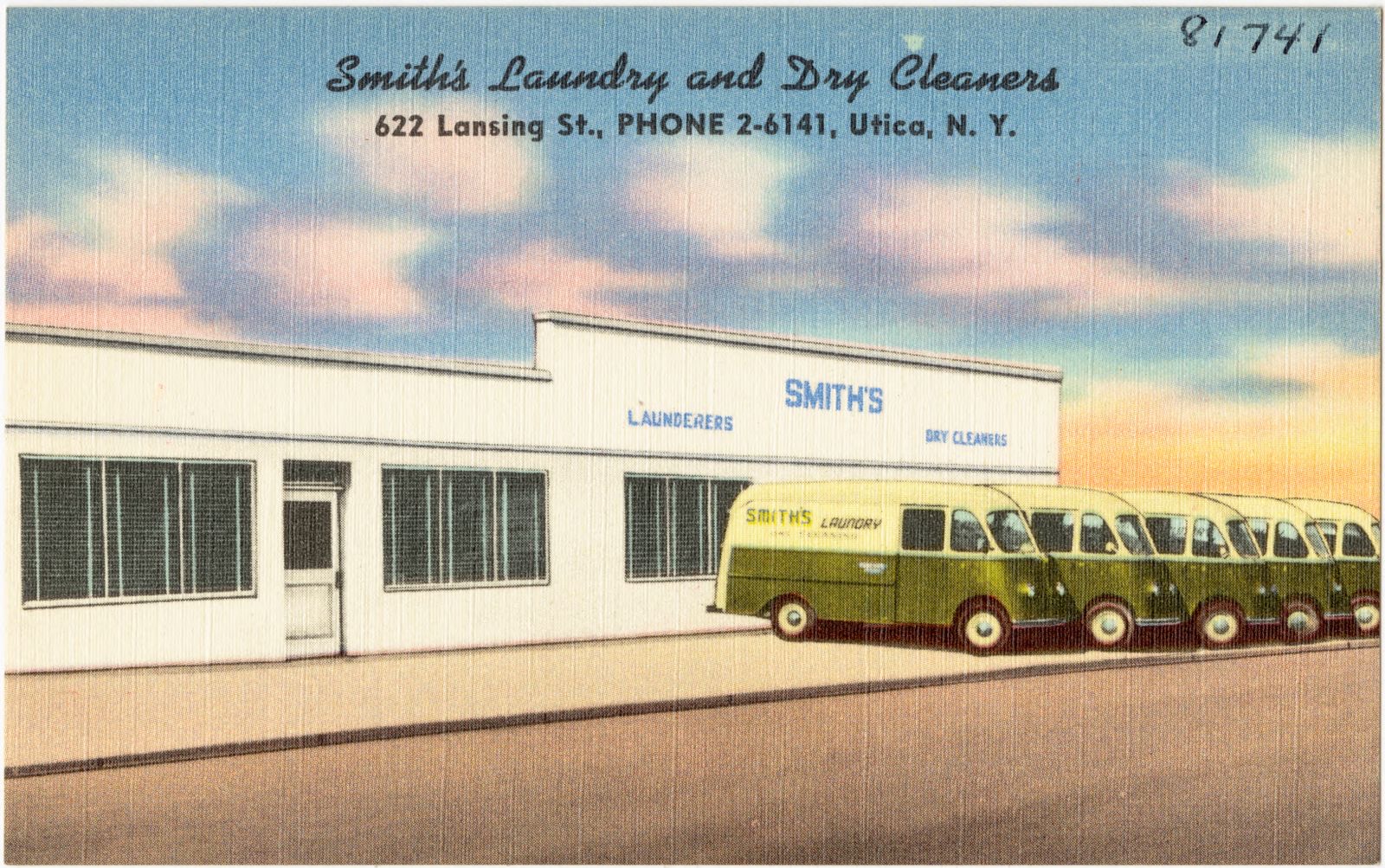 Smith's Laundry and Dry Cleaners, 622 Lansing St., Phone 2-6141, Utica, N. Y., Boston Public Library - undated
