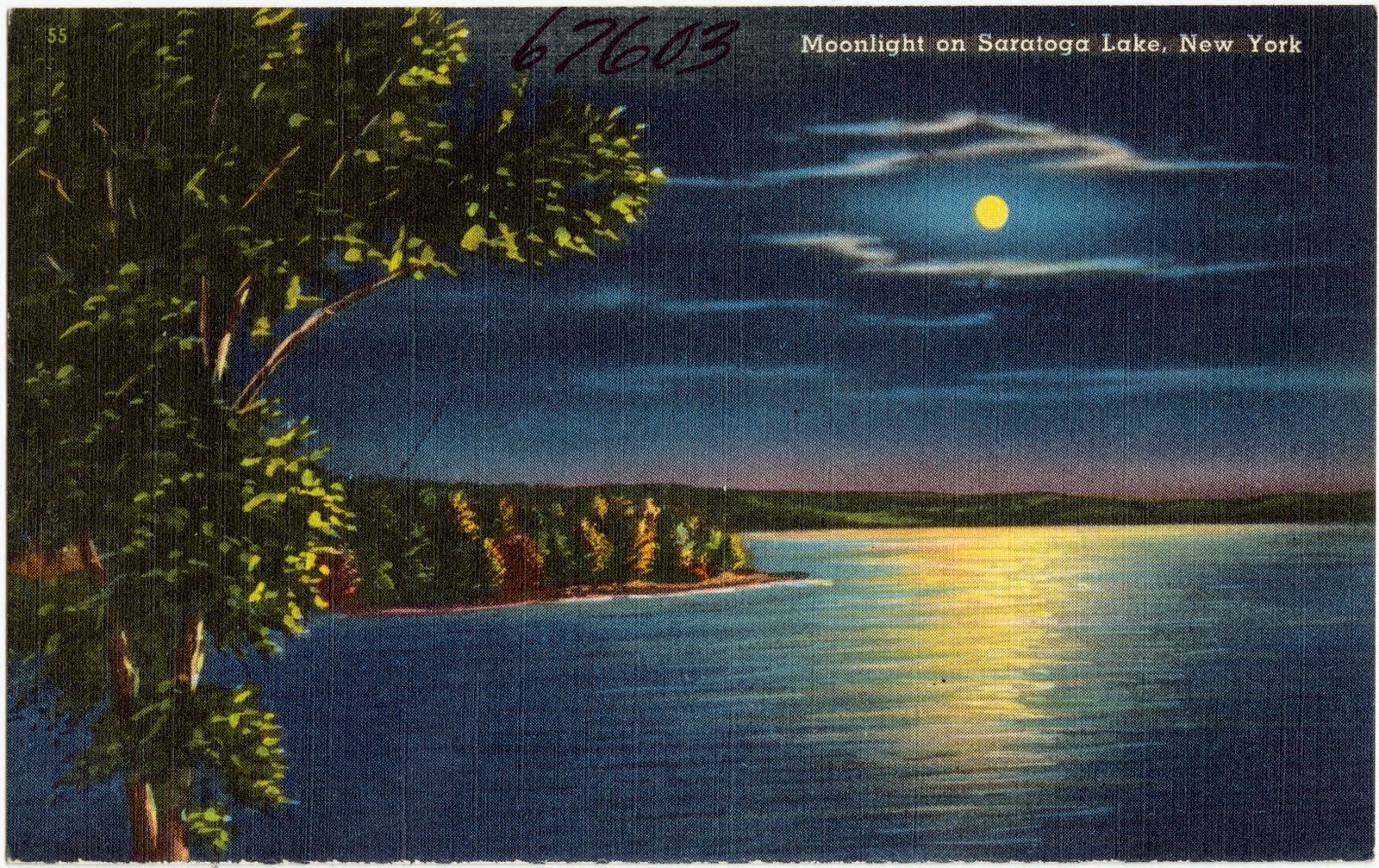 Moonlight on Saratoga Lake, New York, Boston Public Library - undated