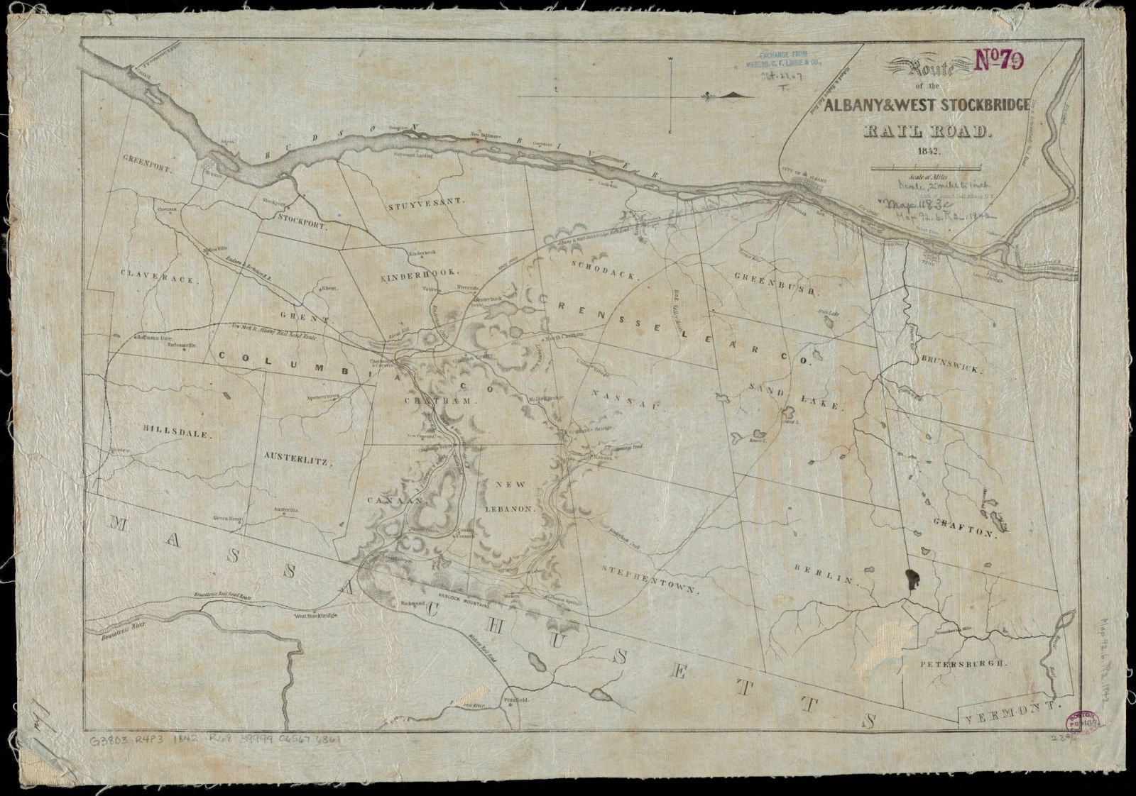Route of the Albany & West Stockbridge Rail Road, Boston Public Library - undated
