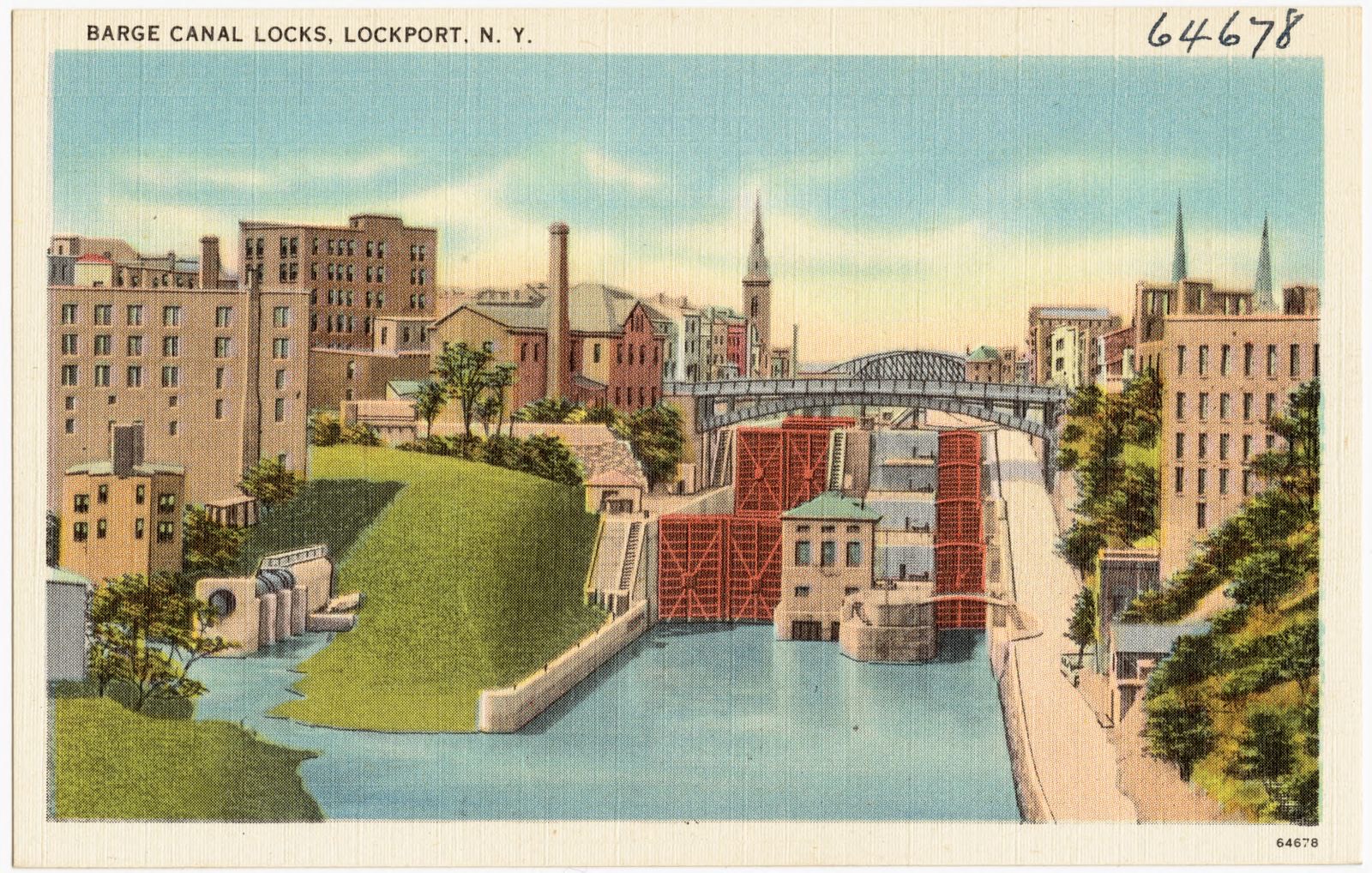 Barge Canal locks, Lockport, N. Y., Boston Public Library - undated