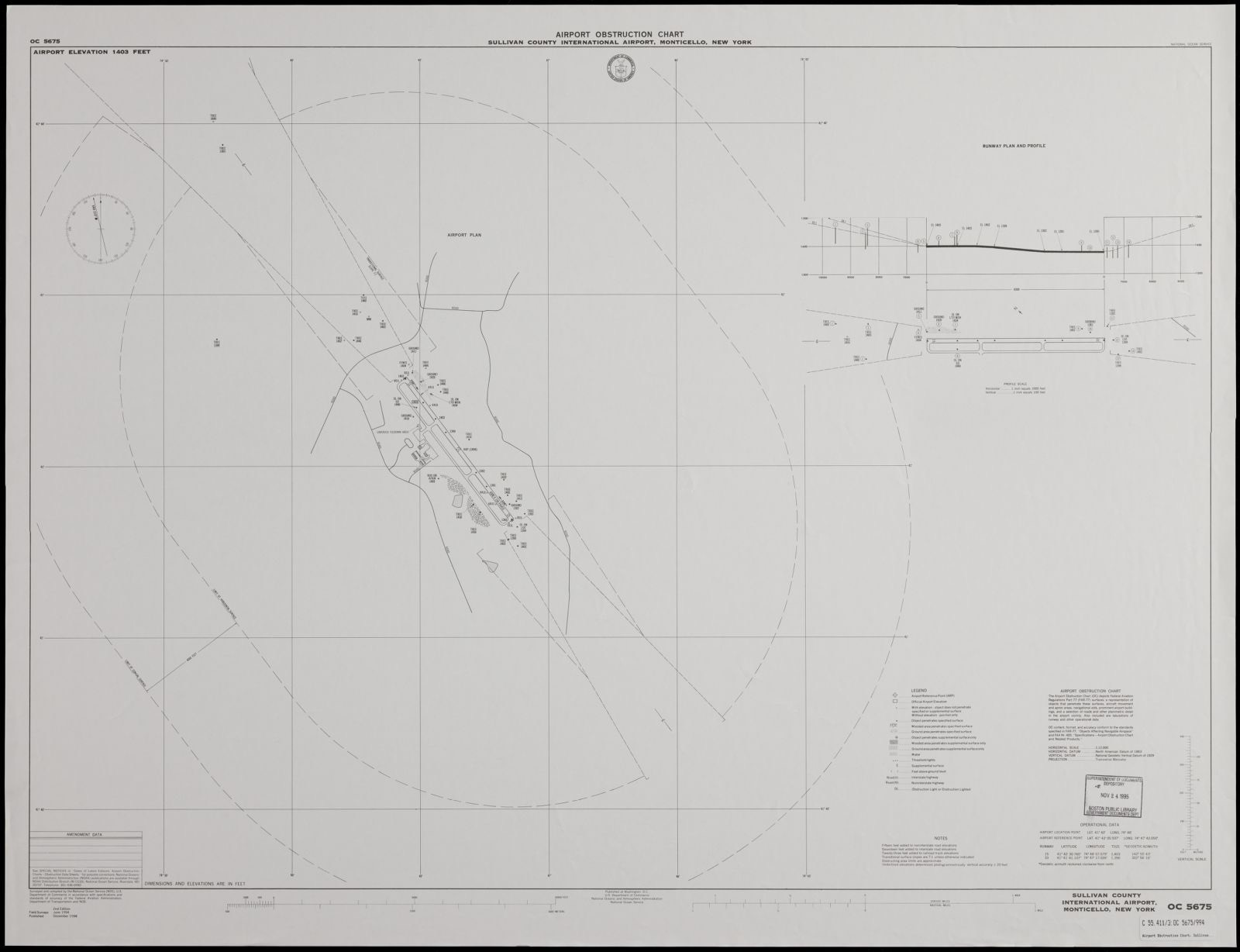 Airport obstruction chart, OC 5675, Sullivan County International Airport, Monticello, New York, Boston Public Library - undated